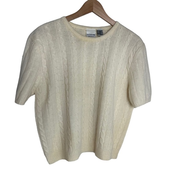 Vintage By Katherine Bishop Wool & Angora‎ Blend Cable Knit Short Sleeve Sweater - Picture 10 of 10